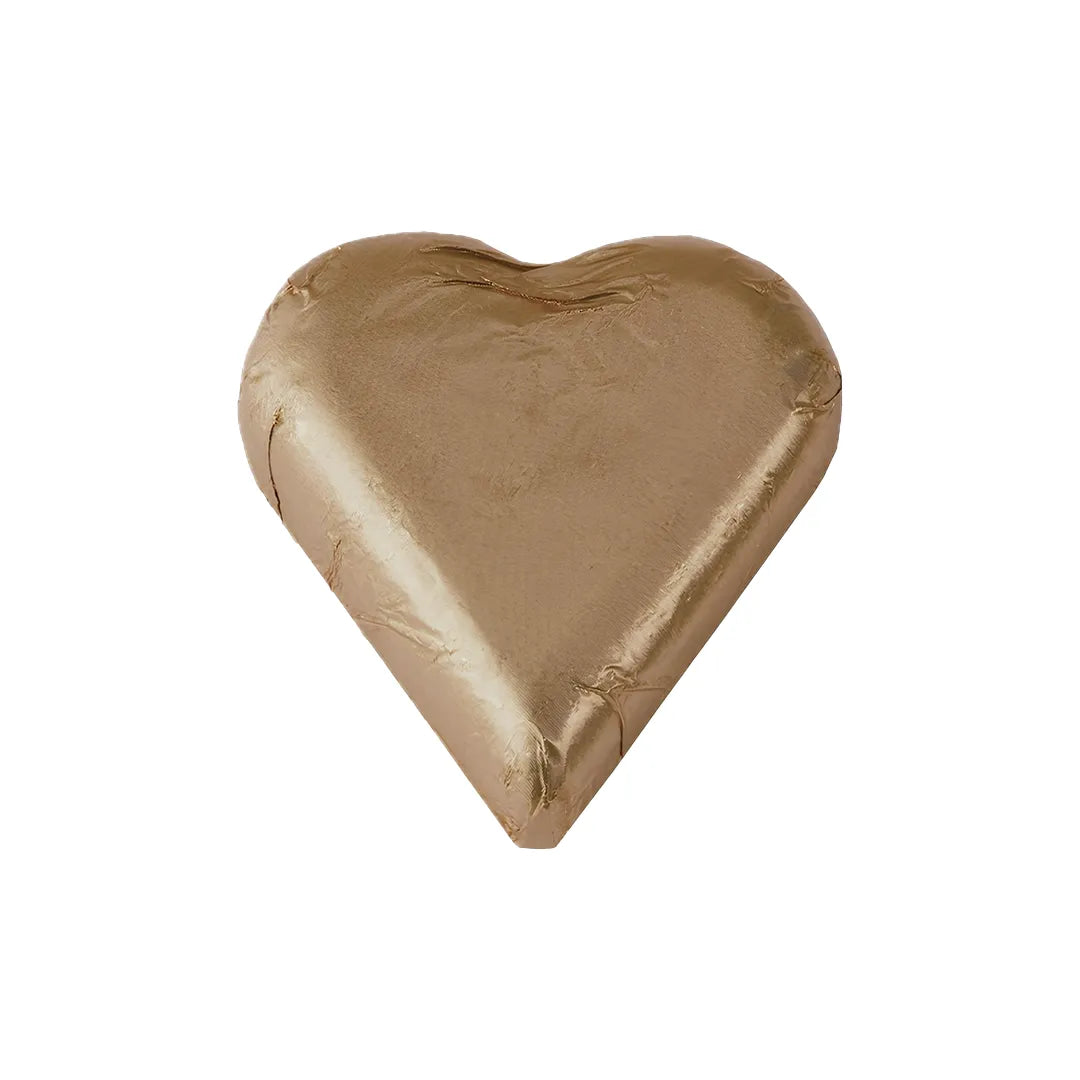 Heart-Shaped Hazelnut Milk Chocolate, Hazelnut, Gold-Plated Paper Coating, Gilded Specialty Chocolate