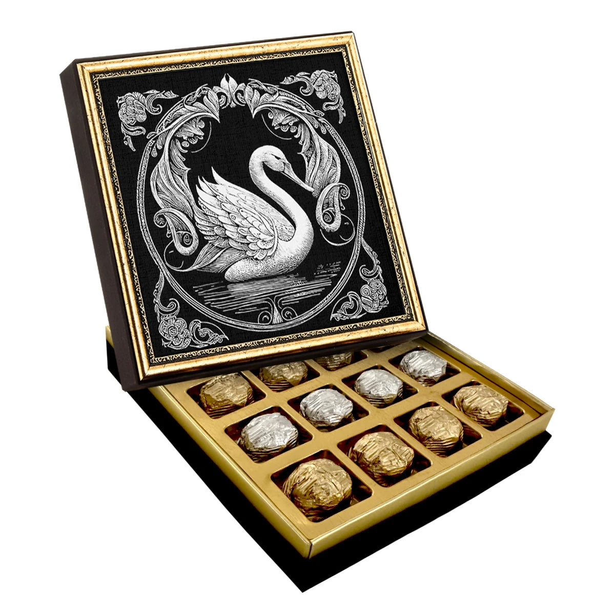 Lone Swan Canvas Painting Chocolate