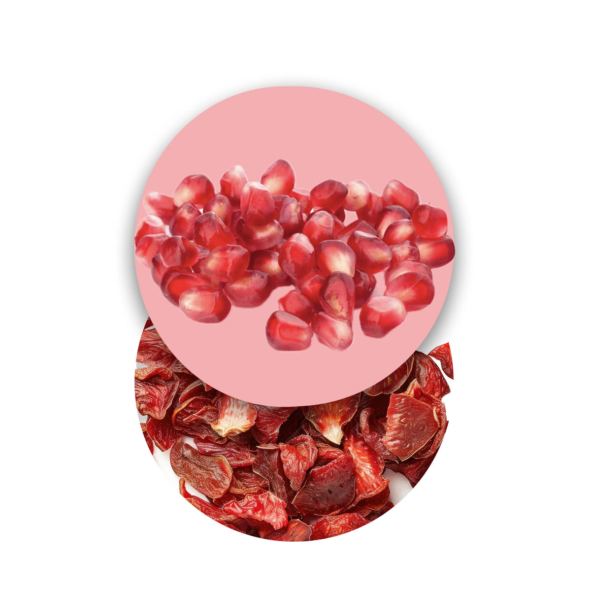 Semillas de granada liofilizadas, frutas liofilizadas