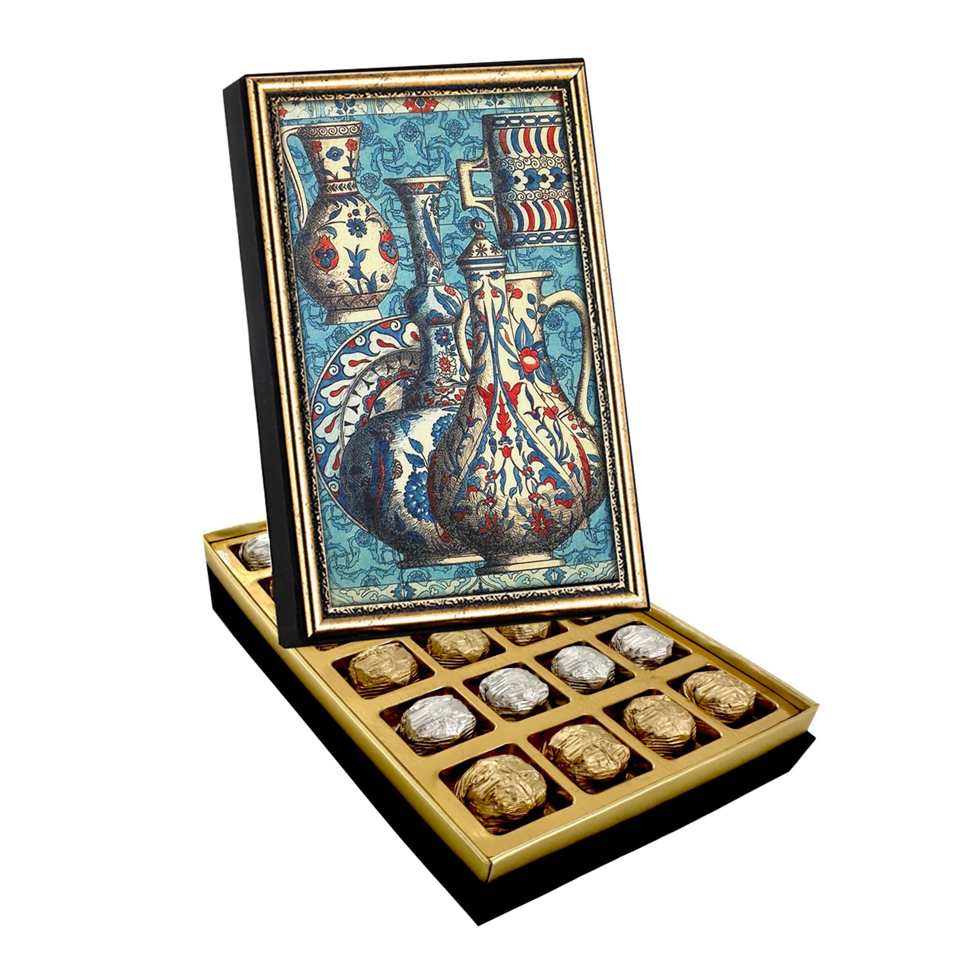 Turkish Motif Jars, Canvas Painting, Chocolate